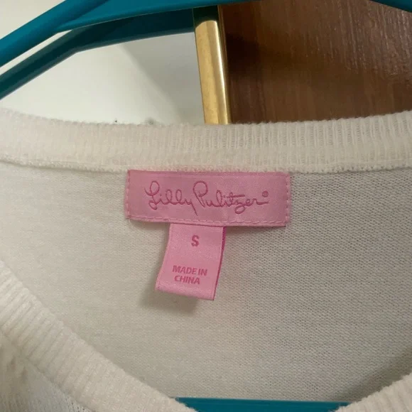 Lilly Pulitzer Cream Cardigan with Gold Buttons - Picture 2 of 6